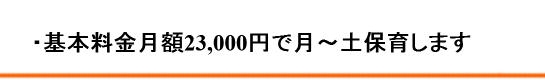 基本料金月額23000円でお預かりします